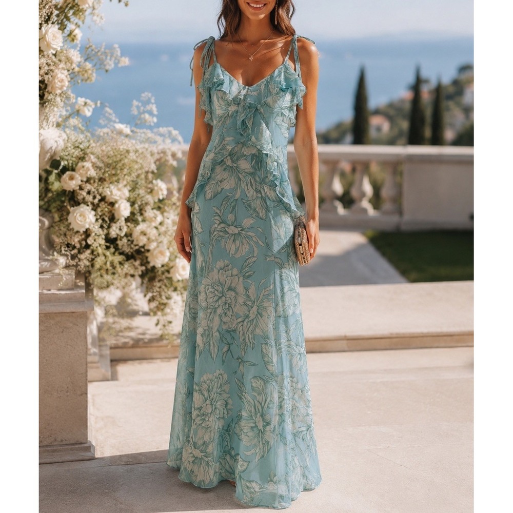 Taylor Maxi Dress Womens Floral Lined Maxi Chiffon Size 8 Wedding Guest NWOT